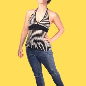 BEBE Black and White Halter Top